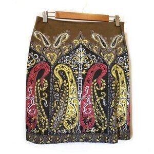 Elie Tahari cotton multi color print skirt, Sz 4